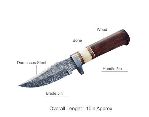 Viking Heritage Skinner Knife – Expertly Crafted with Damascus steel for Precision Hunting and Field Dressing: Embrace the Timeless Elegance of Craftsmanship with this Razor-Sharp
