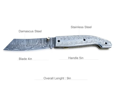 Damascus Folding Knife: Unleash Your Inner Adventurer with This Compact and Stylish EDC Tool – Precision Craftsmanship, Portability, and Versatility in One Sleek Package!