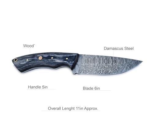 Viking Heritage Skinner Knife – Expertly Crafted with Damascus steel for Precision Hunting and Field Dressing: Embrace the Timeless Elegance of Craftsmanship with this Razor-Sharp