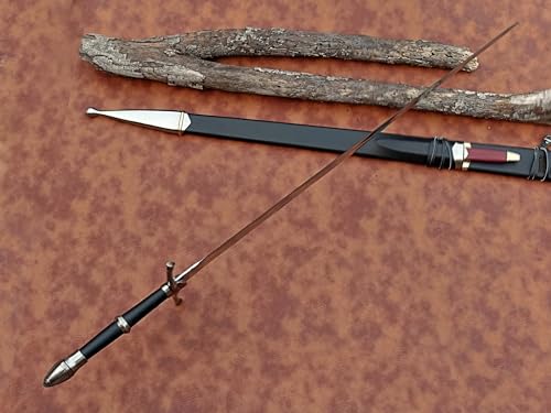 The Lord of The Rings Sword Strider | Authentic Stainless Steel Sword | Hand Forged Steel Sword with Leather Handle | Wall Mounting Plaque & Scabbard Included | LOTR Collectors Piece