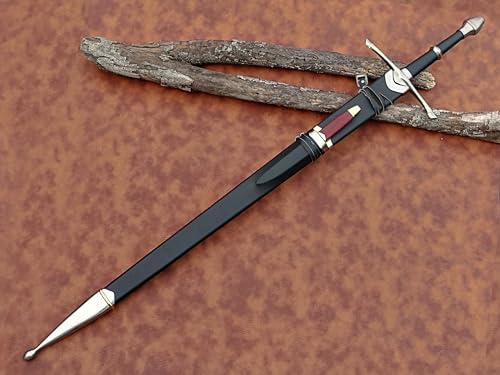 The Lord of The Rings Sword Strider | Authentic Stainless Steel Sword | Hand Forged Steel Sword with Leather Handle | Wall Mounting Plaque & Scabbard Included | LOTR Collectors Piece