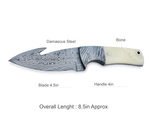 Viking Heritage Skinner Knife – Expertly Crafted with Damascus steel for Precision Hunting and Field Dressing: Embrace the Timeless Elegance of Craftsmanship with this Razor-Sharp