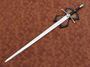 The Lord of The Rings Sword Strider | Authentic Stainless Steel Sword | Hand Forged Steel Sword with Leather Handle | Wall Mounting Plaque & Scabbard Included | LOTR Collectors Piece