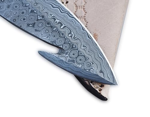 Viking Heritage Skinner Knife – Expertly Crafted with Damascus steel for Precision Hunting and Field Dressing: Embrace the Timeless Elegance of Craftsmanship with this Razor-Sharp