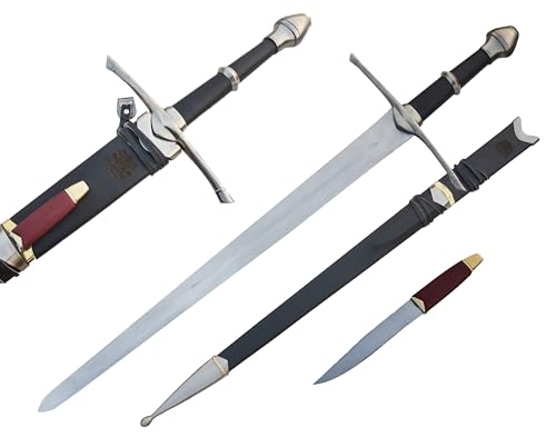 The Lord of The Rings Sword Strider | Authentic Stainless Steel Sword | Hand Forged Steel Sword with Leather Handle | Wall Mounting Plaque & Scabbard Included | LOTR Collectors Piece