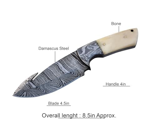 Viking Heritage Skinner Knife – Expertly Crafted with Damascus steel for Precision Hunting and Field Dressing: Embrace the Timeless Elegance of Craftsmanship with this Razor-Sharp