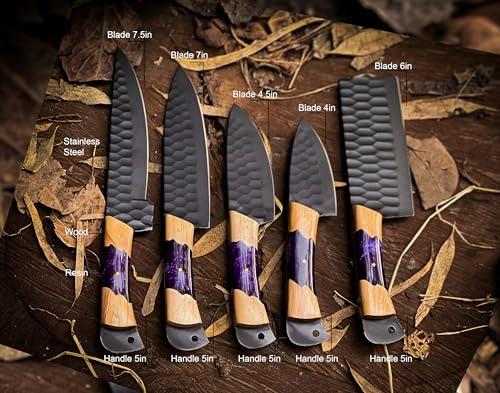 Premium handcrafted Stainless Steel Culinary Collection – Meticulously crafted Chef’s knives set with Sturdy Wooden handle; a Full Tang Blade with a Leather Roll-Up Storage Case