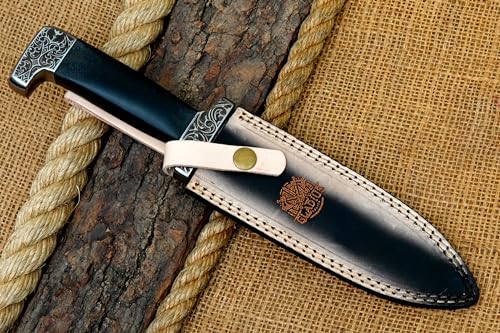 13-Inch Premium High Carbon Steel Bowie Knife - 7 Inch Exceptionally Sharp Fixed Blade with 6 Inch Handle for Hunting and Self-Defense