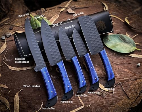 Premium handcrafted Stainless Steel Culinary Collection – Meticulously crafted Chef’s knives set with Sturdy Wooden handle; a Full Tang Blade with a Leather Roll-Up Storage Case