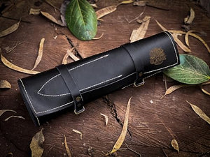 Premium handcrafted Stainless Steel Culinary Collection – Meticulously crafted Chef’s knives set with Sturdy Wooden handle; a Full Tang Blade with a Leather Roll-Up Storage Case