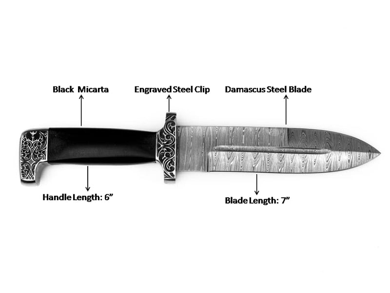13-Inch Premium High Carbon Steel Bowie Knife - 7 Inch Exceptionally Sharp Fixed Blade with 6 Inch Handle for Hunting and Self-Defense