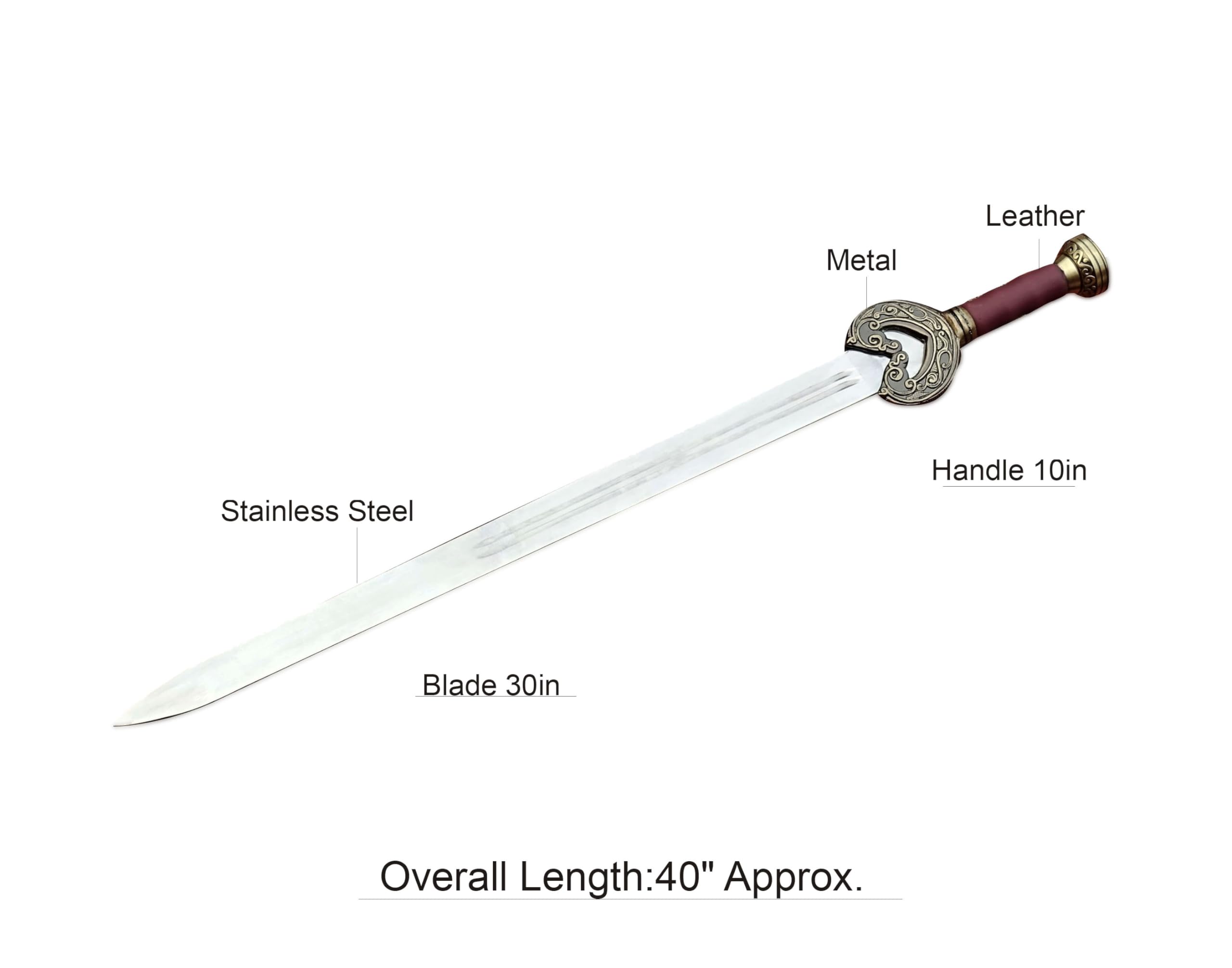 King Theoden's Sword Herugrim from The Lord of The Rings Series | Hand Forged Stainless Steel Blade | Wall Mounting Plaque & Scabbard Included | LOTR Collectors Piece