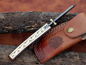 Damascus Folding Knife: Unleash Your Inner Adventurer with This Compact and Stylish EDC Tool – Precision Craftsmanship, Portability, and Versatility in One Sleek Package!