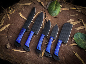 Premium handcrafted Stainless Steel Culinary Collection – Meticulously crafted Chef’s knives set with Sturdy Wooden handle; a Full Tang Blade with a Leather Roll-Up Storage Case